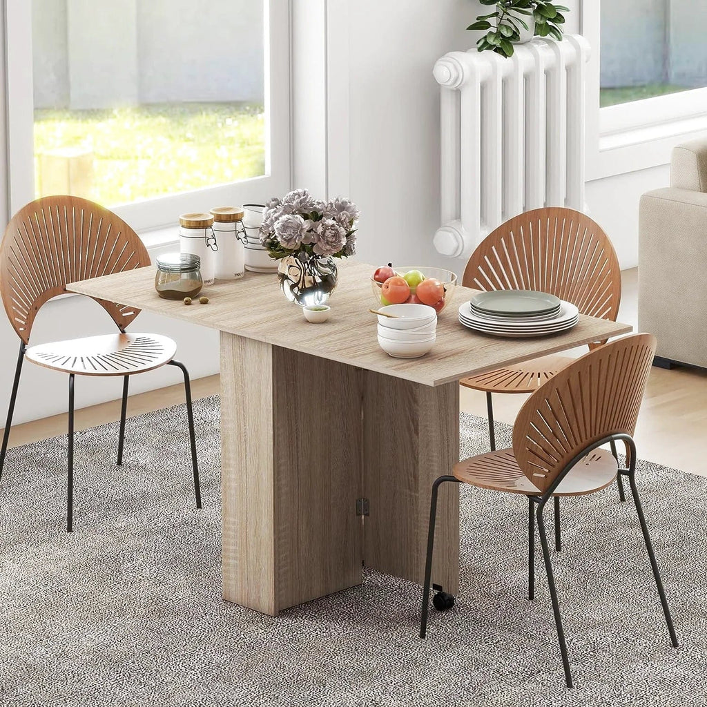 Grande table à manger pliante de 140 cm dépliée dans un séjour - photo 2