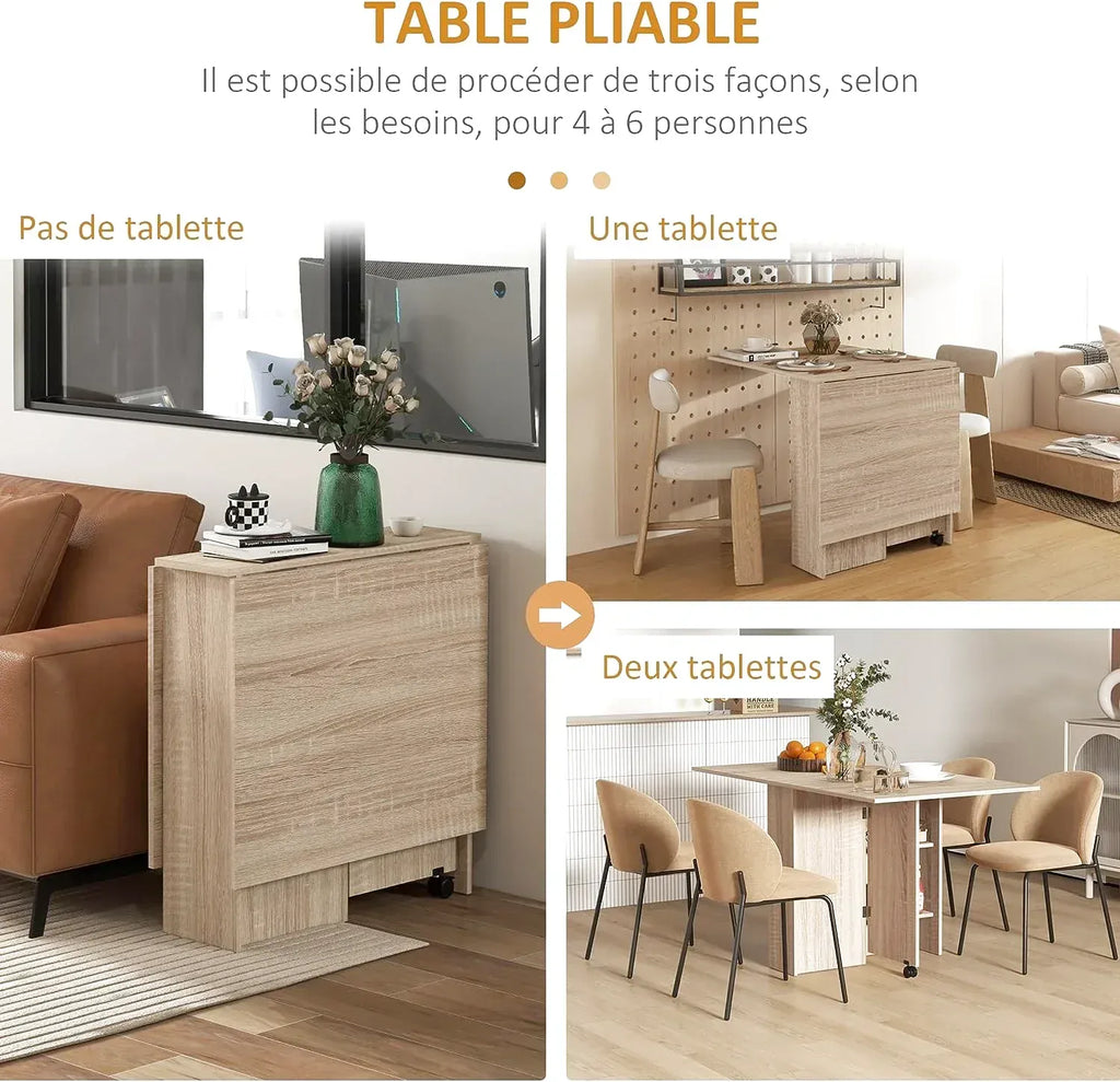Grande table à manger pliante de 140 cm dépliée dans un séjour - photo 4