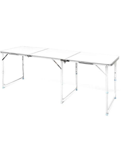 Grande table de camping pliante 6 à 8 personnes de 180 cm sur un emplacement de camping