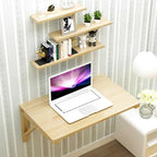Grande table pliante murale en bois dépliée le long d'un mur - photo 3