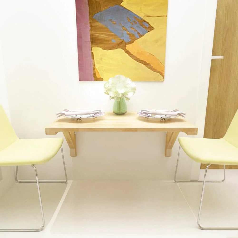 Grande table pliante murale en bois dépliée le long d'un mur - photo 4