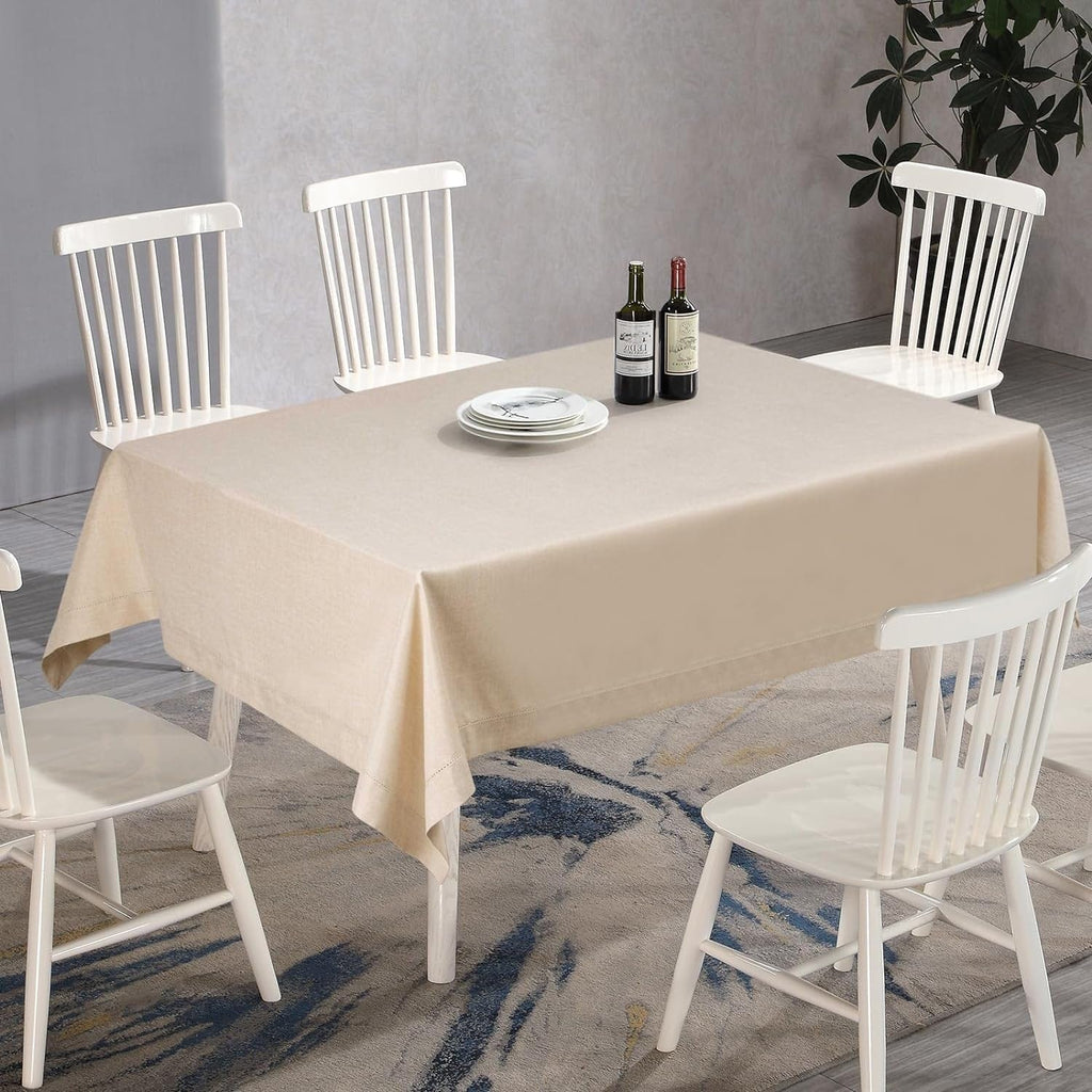 Nappe de table rectangulaire 155 x 400 cm en tissu aspect lin sur une grande table - photo 7