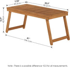Petite table basse pliante en bois de meranti huilé devant un canapé d'extérieur - photo 3