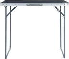 Petite table de camping pliante en aluminium et MDF 80 x 60 cm devant une tente - photo 2