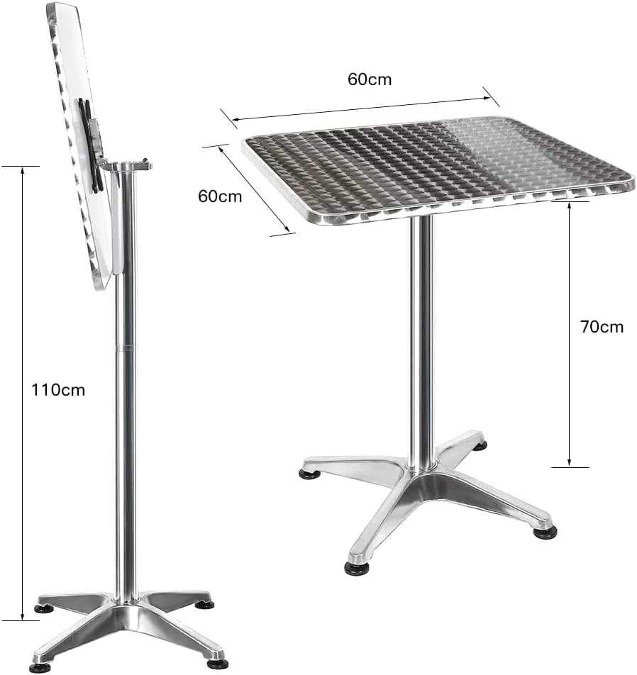Petite table haute pliante 60 x 60 cm avec plateau inox en position haute - photo 5