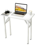 Petite table pliante blanche de 80 x 40 cm avec cadre métallique