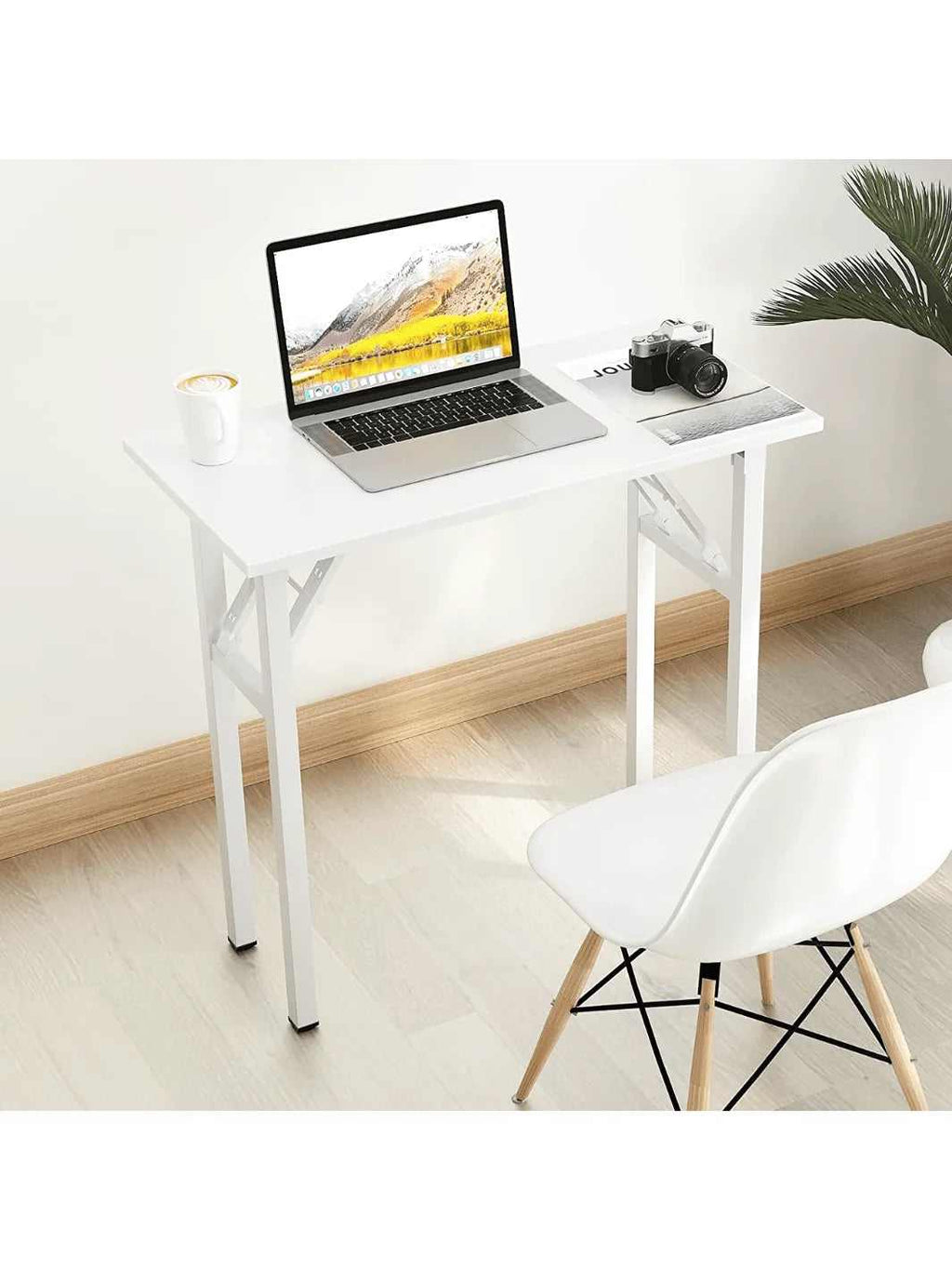 Petite table pliante blanche de 80 x 40 cm avec cadre métallique - photo 5