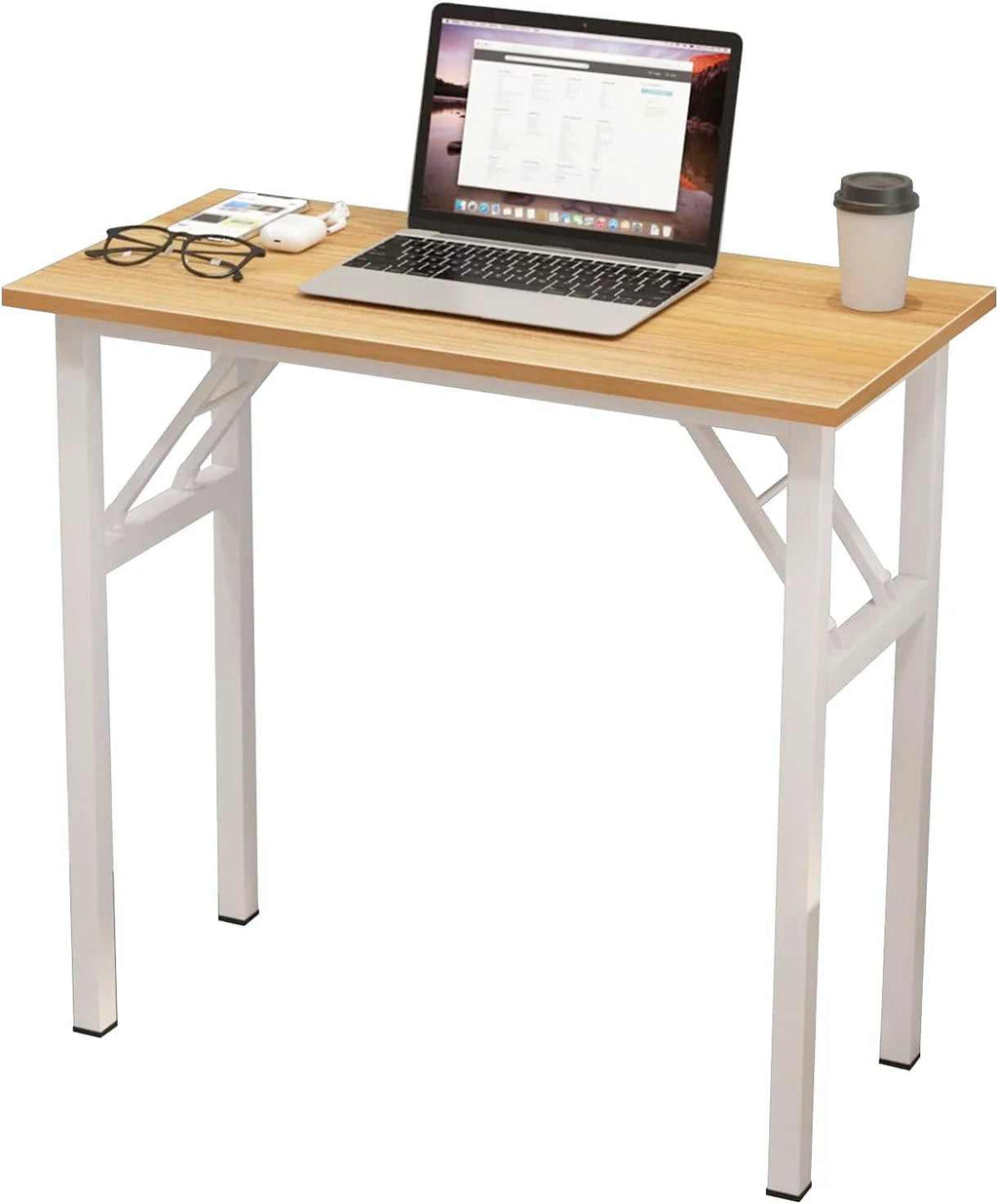 Petite table pliante blanche de 80 x 40 cm avec cadre métallique - photo 7