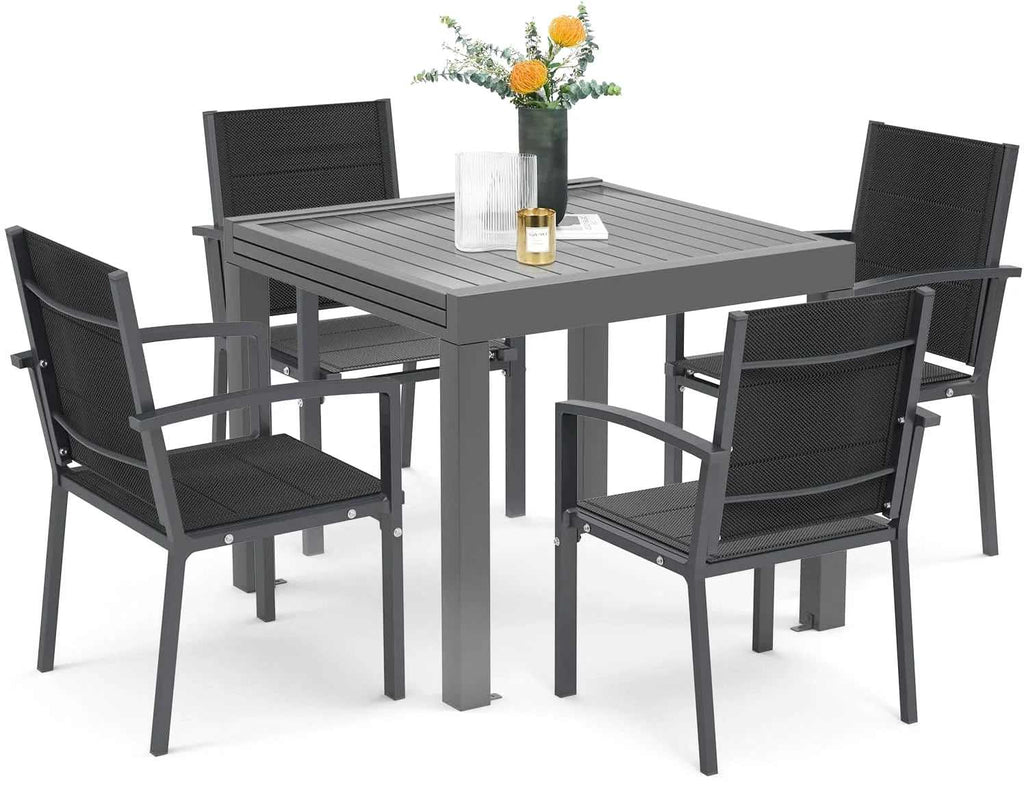 Table à manger extérieur pliante extensible en aluminium sur une terrasse - photo 9
