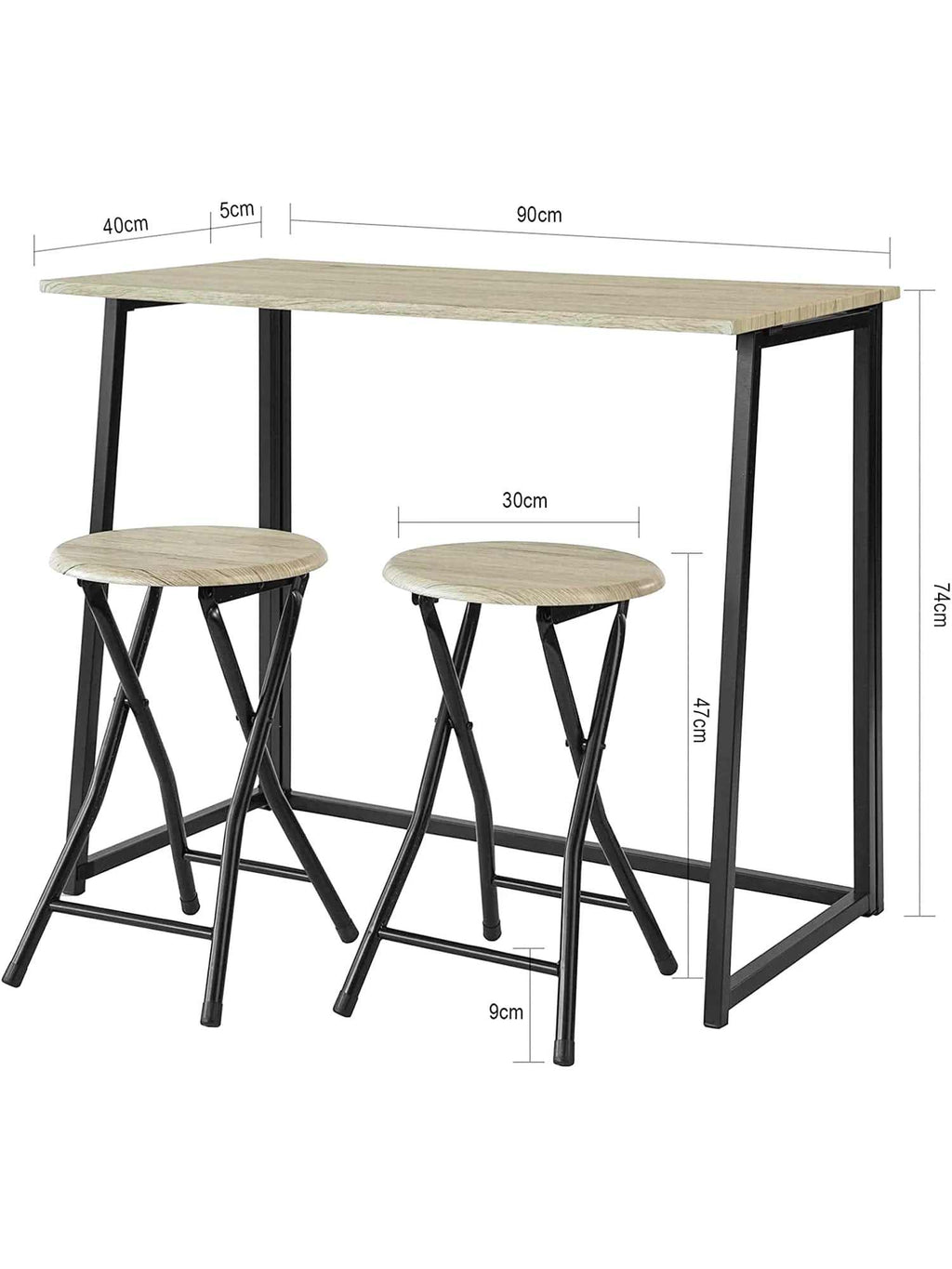 Table à manger pliante avec deux tabourets assortis dans un studio - photo 3