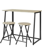 Table à manger pliante avec deux tabourets assortis dans un studio