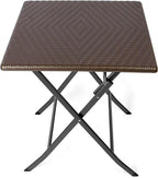 Table de balcon pliante rectangulaire en acier et HDPE sur une terrasse