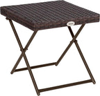 Table basse d'appoint pliante en résine tressée imitation rotin 40 x 40 cm - photo 6