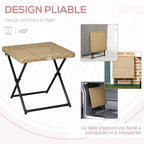 Table basse d'appoint pliante en résine tressée imitation rotin 40 x 40 cm - photo 4