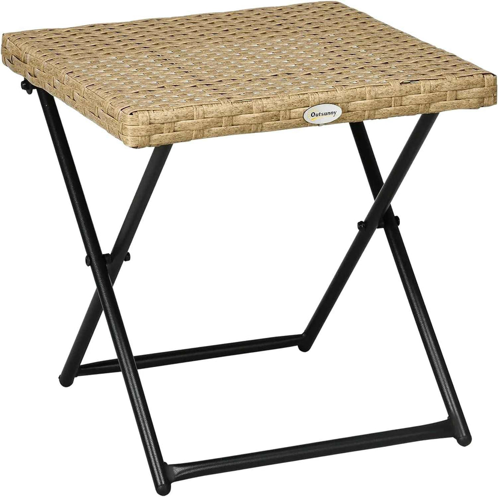 Table basse d'appoint pliante en résine tressée imitation rotin 40 x 40 cm