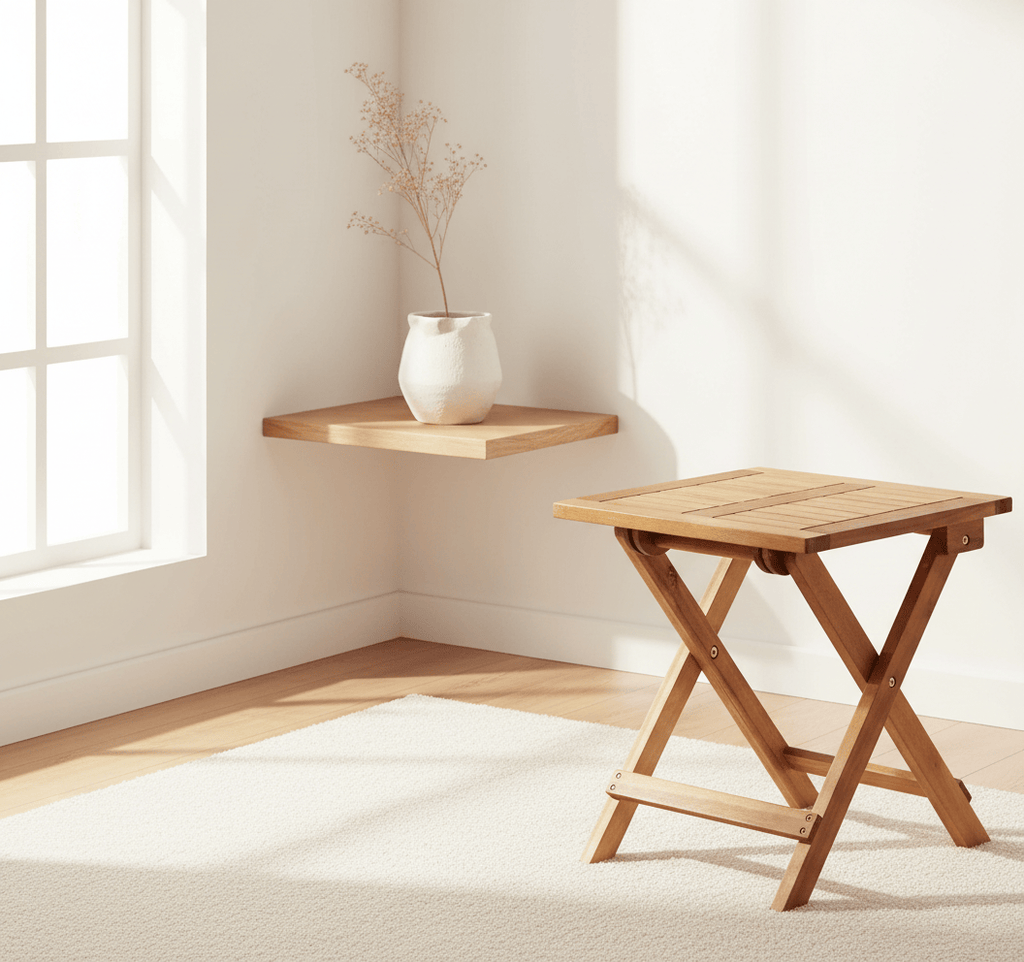 Table basse pliante de balcon en acacia massif de 40 x 40 cm - photo 5