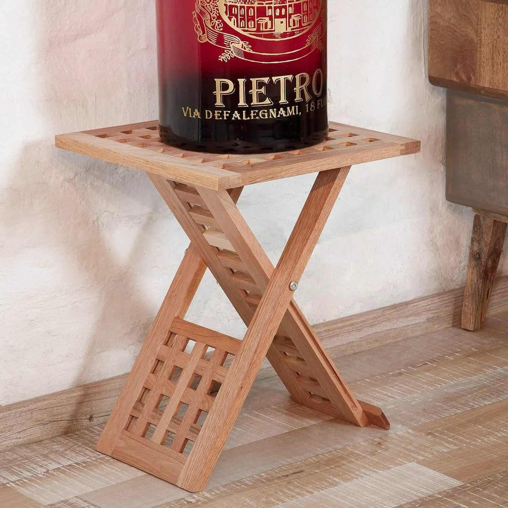 Table basse pliante en bois de noyer de 40 cm dépliée dans un salon - photo 2