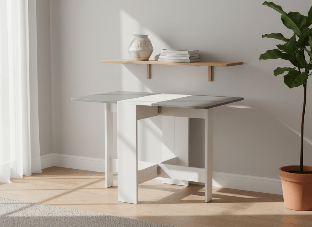 Table de cuisine pliante 4 personnes en bois de 103 cm dépliée - photo 5