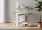 Table de cuisine pliante 4 personnes en bois de 103 cm dépliée - photo 5