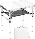 Table de camping pliante valise repliée en mallette avec poignée de transport