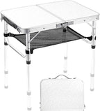 Table de camping pliante valise repliée en mallette avec poignée de transport