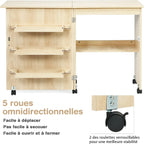 Table de couture pliante en bois avec plan de travail déployé - photo 3