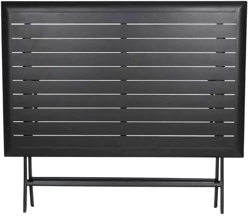 Table de jardin aluminium pliante 110 x 71 cm dépliée sur une terrasse ensoleillée - photo 2