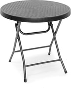 Table de jardin blanche pliante ronde de 80 cm sur une terrasse - photo 5