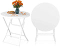 Table de jardin blanche pliante ronde de 80 cm sur une terrasse - photo 2