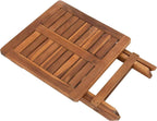 Table de jardin bois pliante en acacia massif 40 x 40 cm à côté d'un transat - photo 3