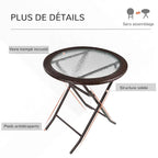 Table de jardin en verre pliante de 68 cm de diamètre sur une terrasse - photo 4