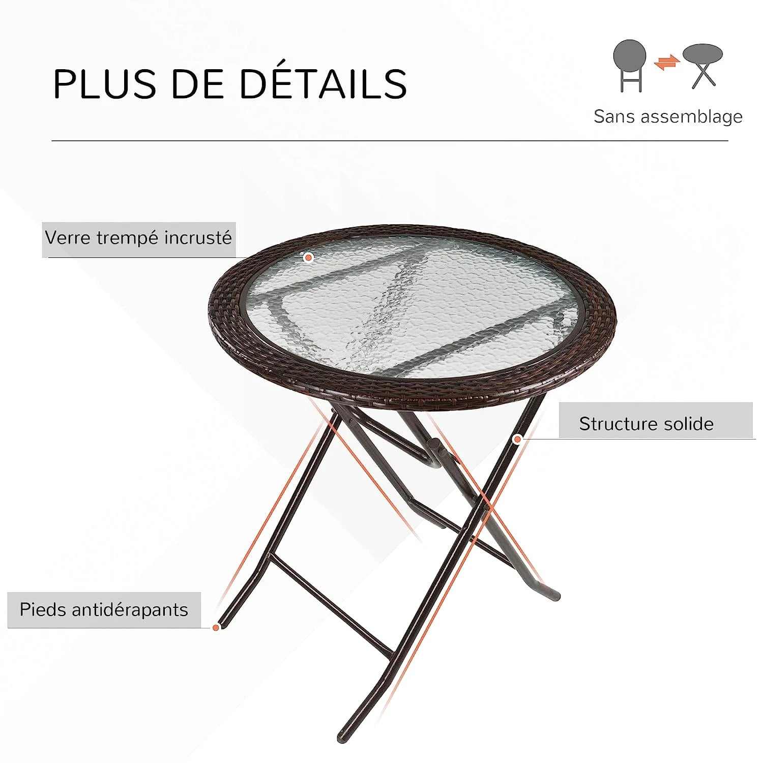 Table De Jardin En Verre Pliante
