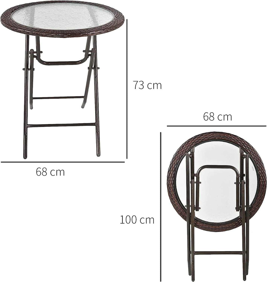 Table de jardin en verre pliante de 68 cm de diamètre sur une terrasse - photo 3