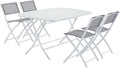 Ensemble table de jardin et 4 chaises pliantes de 130 cm dans un jardin