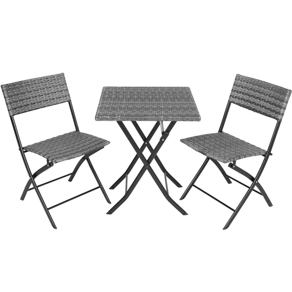 Table de jardin pliante 2 personnes installée sur un balcon d'appartement