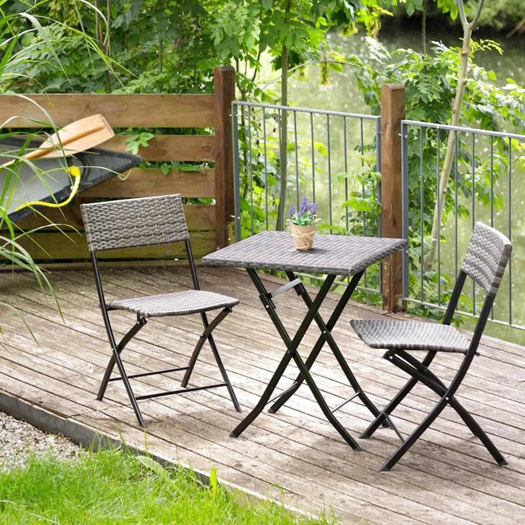 Table de jardin pliante 2 personnes installée sur un balcon d'appartement - photo 2