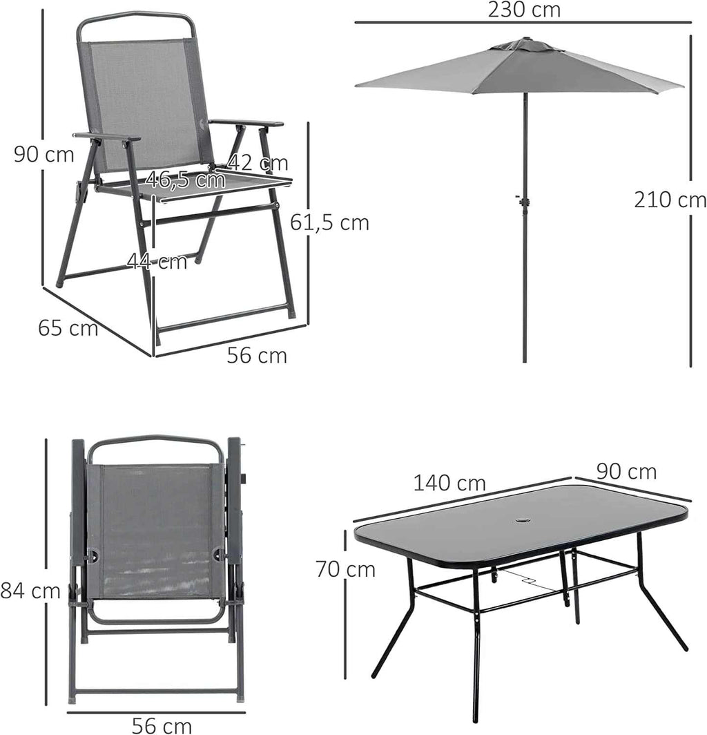 Ensemble table de jardin pliante 6 à 8 personnes avec chaises et parasol - photo 6
