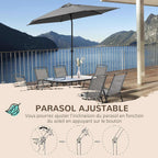 Ensemble table de jardin pliante 6 à 8 personnes avec chaises et parasol - photo 5