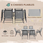 Ensemble table de jardin pliante 6 à 8 personnes avec chaises et parasol - photo 4