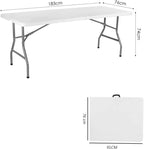 Table de jardin pliante blanche en résine de 183 x 76 cm dans un jardin - photo 2
