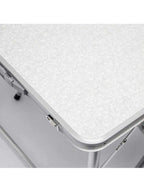 Table de jardin pliante valise de 120 cm dépliée sur une pelouse - photo 5
