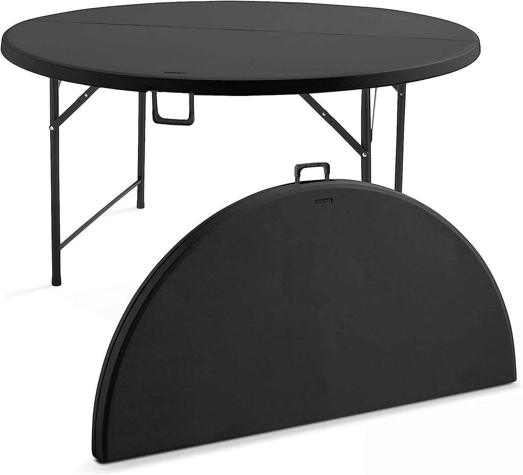 Table de jardin ronde pliante 4 personnes de 150 cm de diamètre dans un jardin