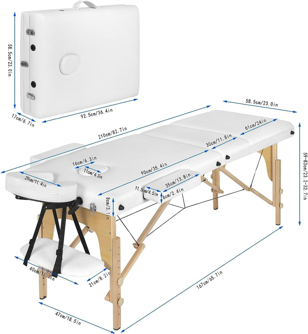 Table de soin pliante de 185 cm avec structure en hêtre et mousse épaisse - photo 4