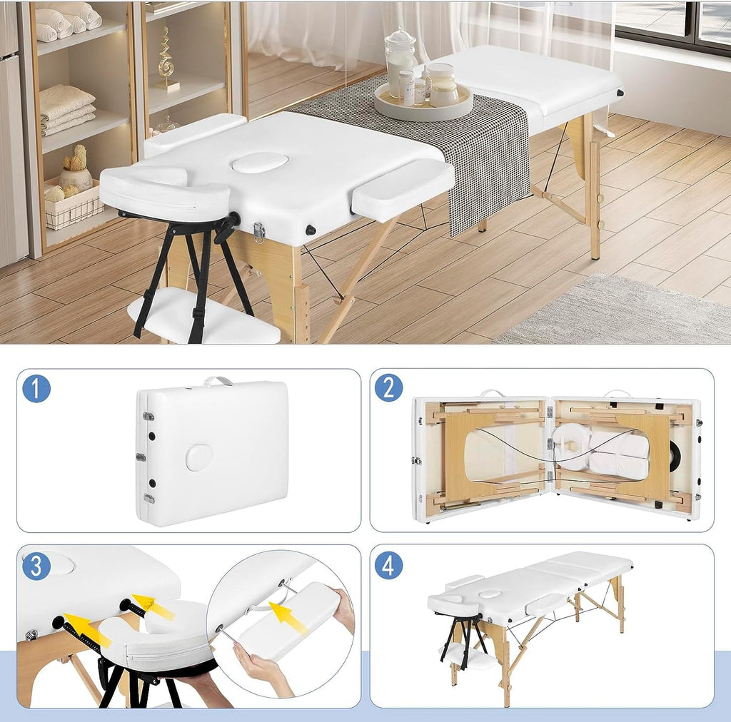 Table de soin pliante de 185 cm avec structure en hêtre et mousse épaisse - photo 3