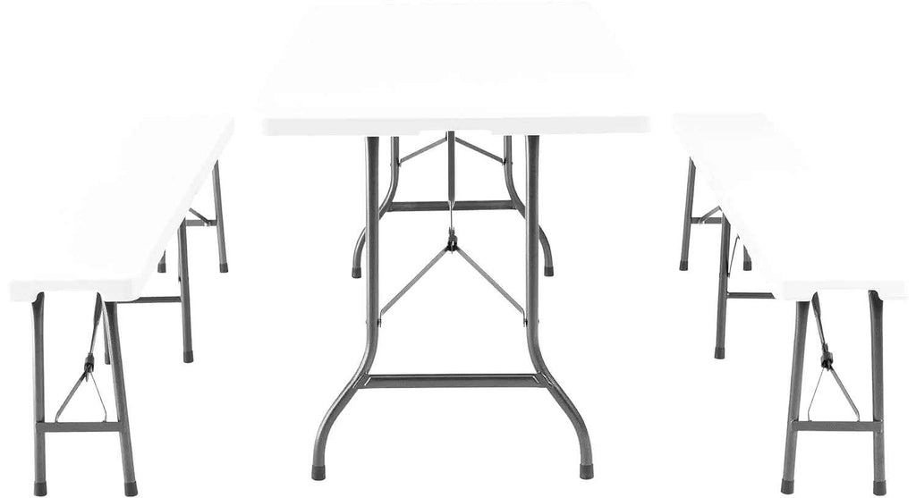 Ensemble table et chaise de picnic pliante de 180 cm avec deux bancs