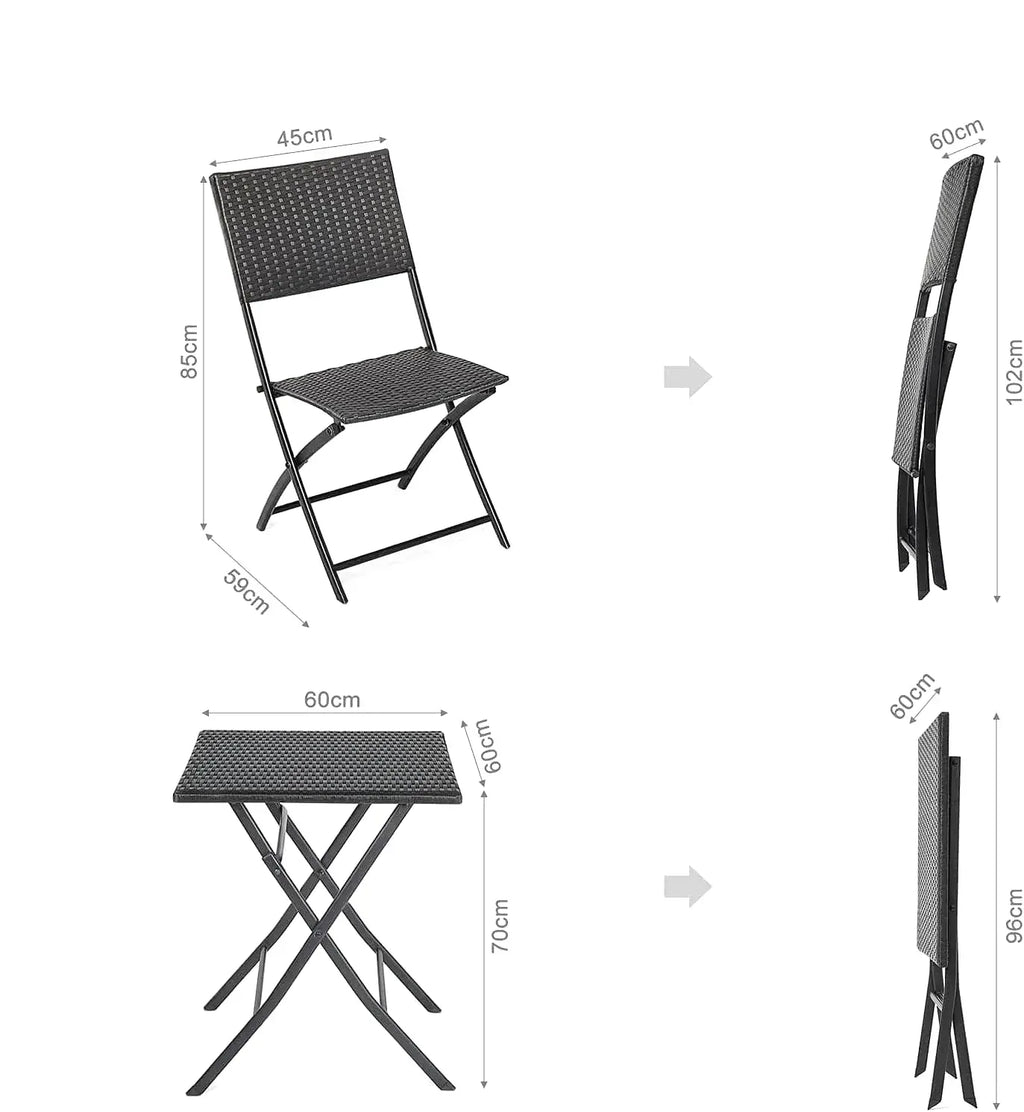 Ensemble table et chaise pliante de camping en résine tressée - photo 3