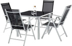 Ensemble table et chaise pliante extérieur avec plateau en verre trempé et chaises inclinables - photo 2