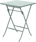 Table haute de jardin pliante en aluminium de 96 cm sur une terrasse