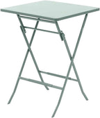 Table haute de jardin pliante en aluminium de 96 cm sur une terrasse