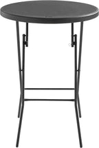 Table haute extérieur pliante de 110 cm de haut avec plateau rond de 80 cm